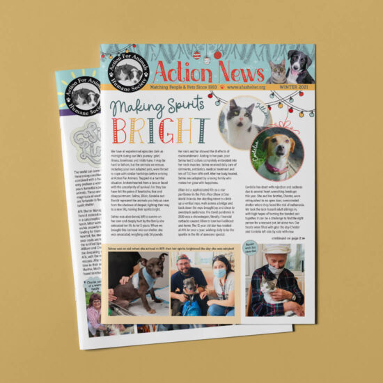 2 front covers of Action For Animals Humane Society