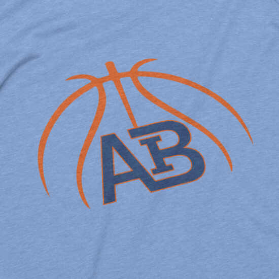 All In Basketball Logo printed on a blue shirt