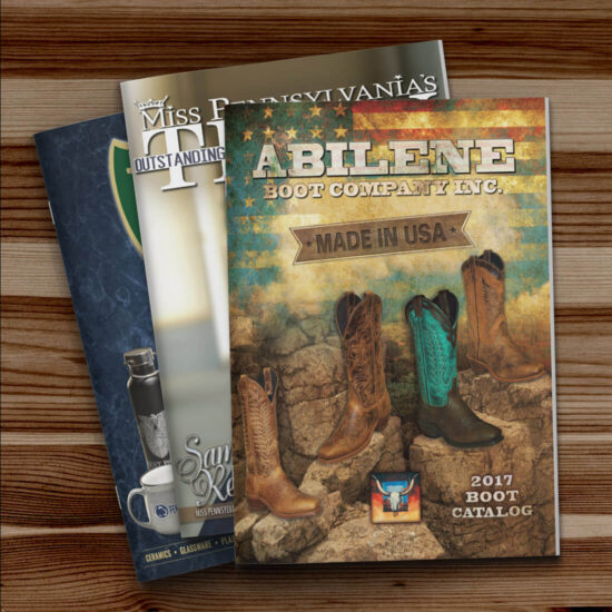 Image of 3 catalog front covers for Abilene Boot Company, Miss Pennsylvania's Outstanding Teen and RFSJ Co.