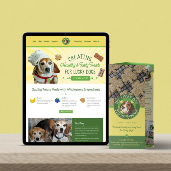 The Lucky Dog Biscuit Company brochure and website home page