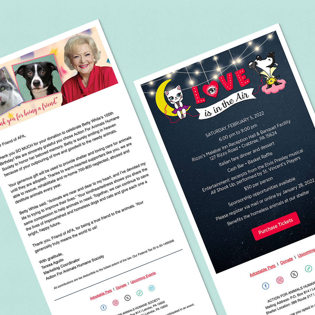 Action For Animals Email Marketing samples
