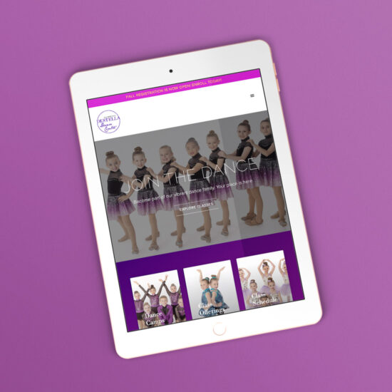 Screenshot of the DeStella Dance Centre website, home page