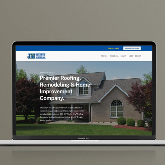 Screenshot of the JM Builders website, home page